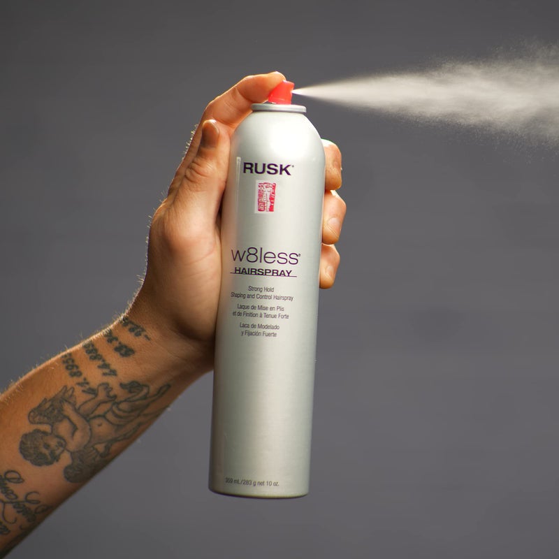 Rusk رَسْك مجموعة المصممين رذاذ الشعر القوي الثابت W8less، يوفر مظهرًا طبيعيًا، يدوم طويلًا، مع قوام وتألق أقصى، 10 أونصة - Image 5